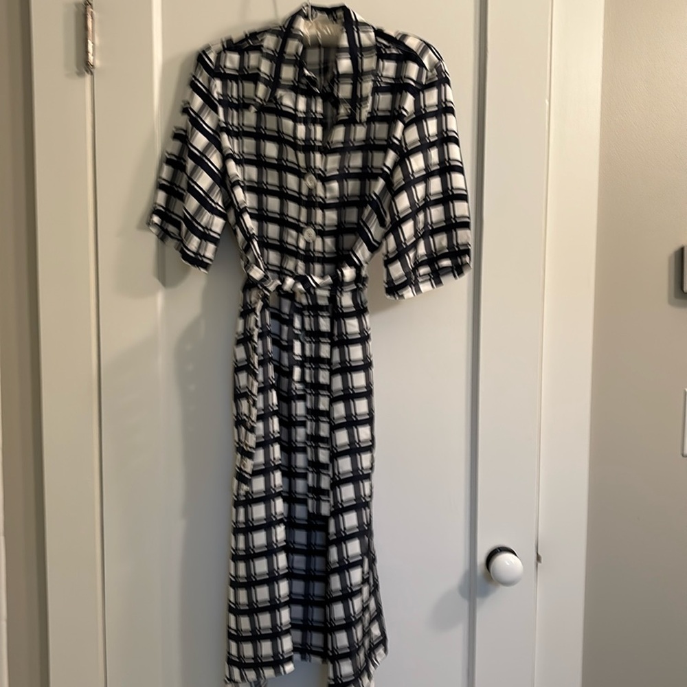 Navy and White Checkered Dress